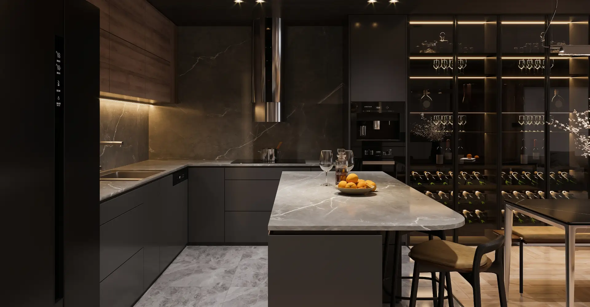 kitchen-renovation A sleek and modern, dark black kitchen exudes industrial edge and sophisticated style