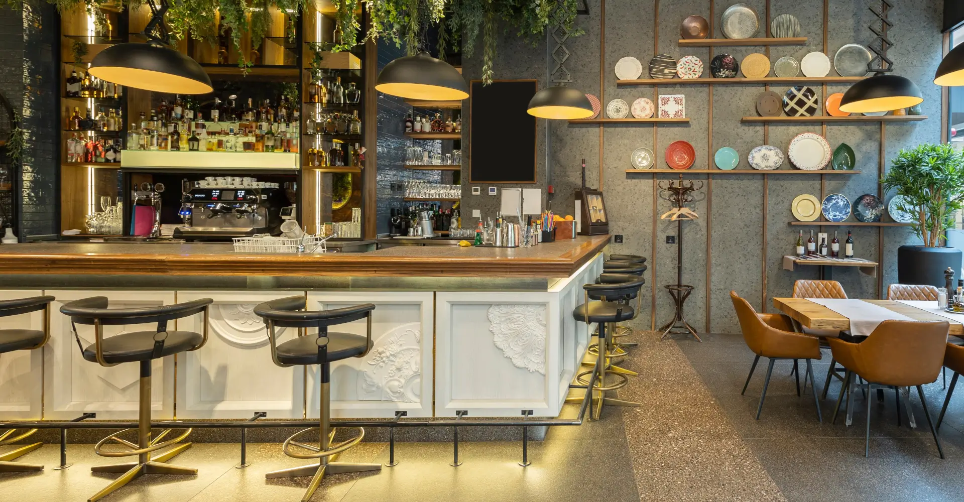 Modern new empty restaurant interior